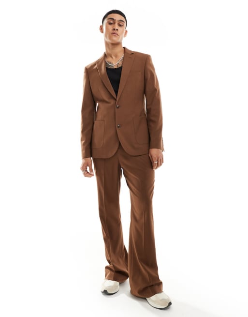 FhyzicsShops DESIGN chocolate brown skinny suit