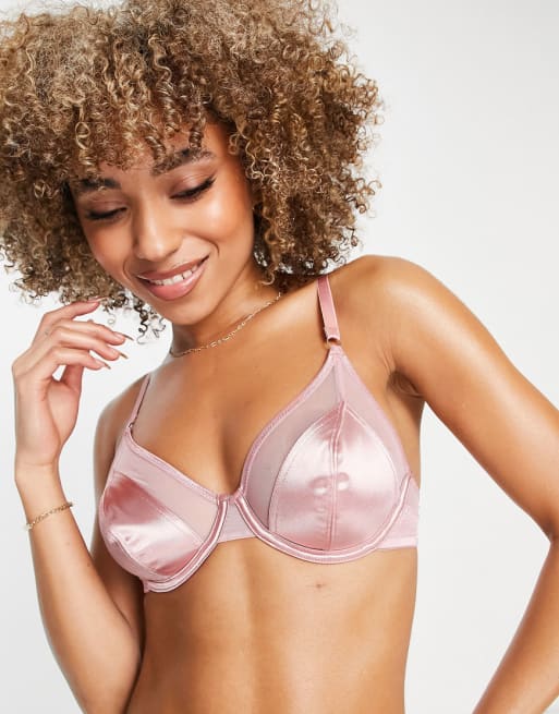 ASOS DESIGN Cleo high shine satin set in dusty pink