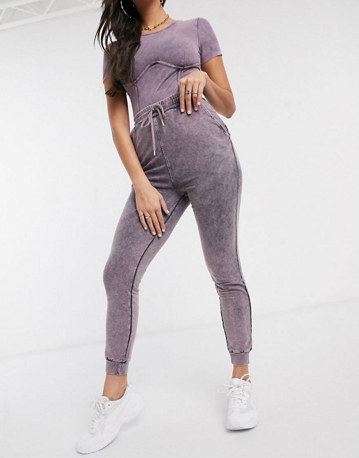 ASOS DESIGN co-ord body with corsetry details and basic jogger with tie