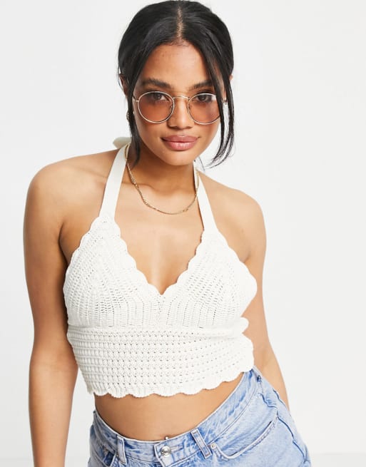 ASOS DESIGN co-ord crochet shorts in cream - CREAM