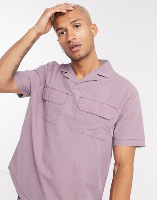 ASOS DESIGN co-ord in acid wash woven fabric with pock
