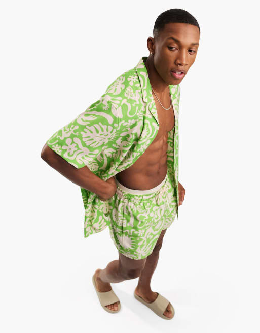 ASOS DESIGN co-ord in green tropical print
