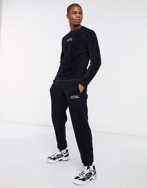 ASOS Actual co-ord slim fit joggers in polar fleece with embroidered logo