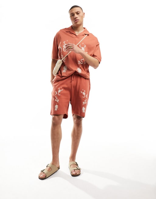 ASOS DESIGN co-ord in tan with front print detail
