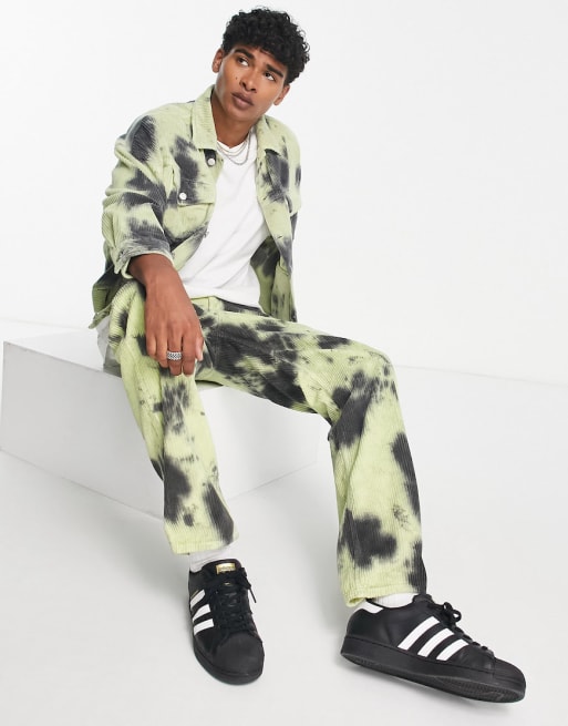ASOS DESIGN co-ord jacket and jeans in corduroy with tie dye design