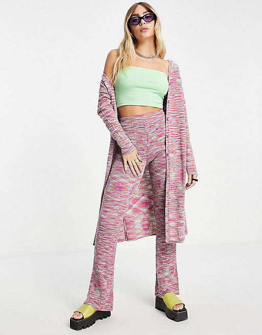 ASOS DESIGN co-ord knitted flare trousers in space dye - MULTI