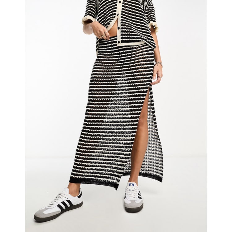 Asos black and white striped outlet skirt