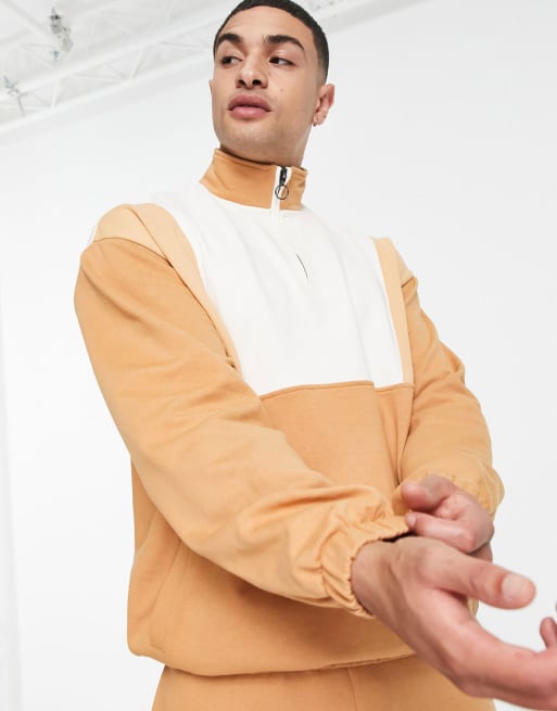 ASOS DESIGN co-ord oversized brown sweatshirt and joggers with side panel detail