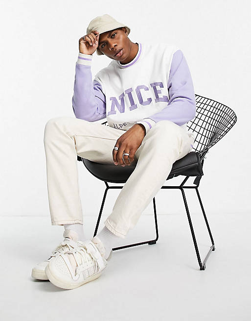 ASOS DESIGN co-ord oversized sweatshirt and joggers in colour block with city pr