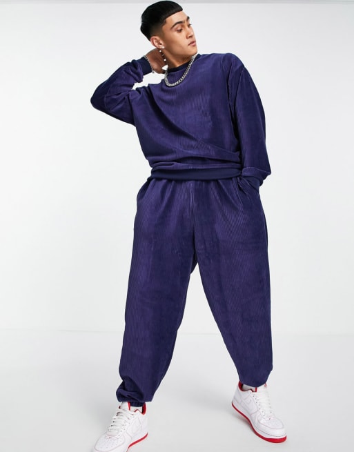 ASOS DESIGN co-ord oversized sweatshirt and joggers in ribbed