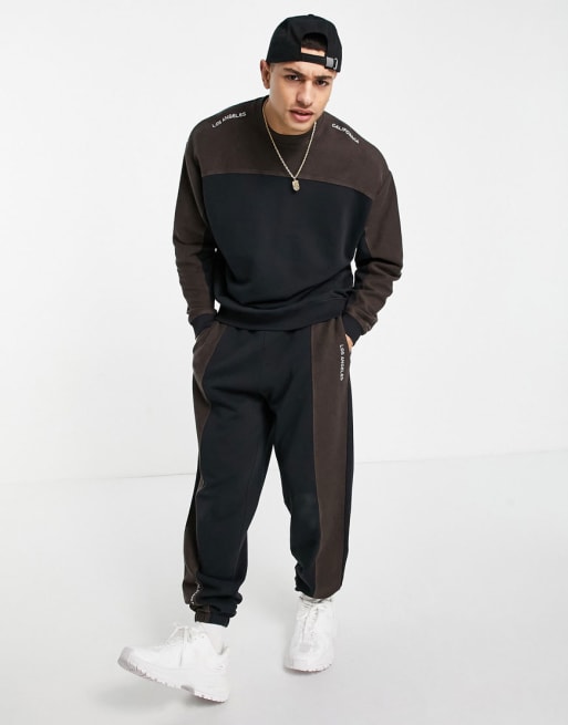 Asos Design Co Ord Oversized Sweatshirt And Joggers With Reverse Panels