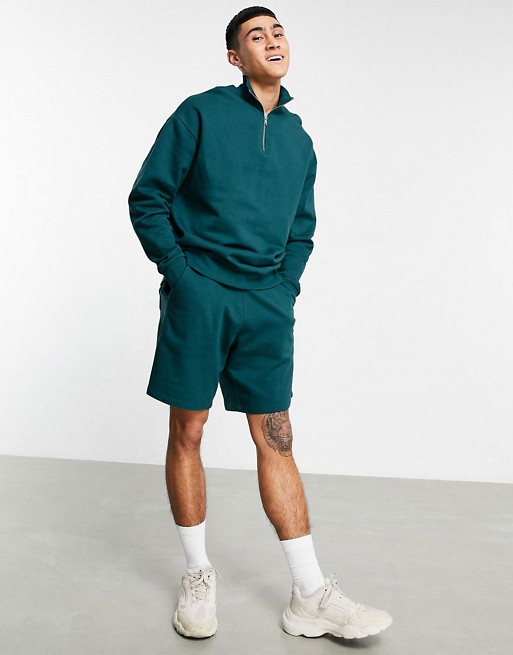 ASOS DESIGN co-ord oversized jersey shorts in deep teal