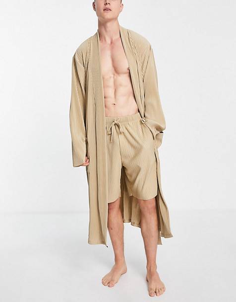 Asos Men Clothing Loungewear Bathrobes Terrycloth robe in 
