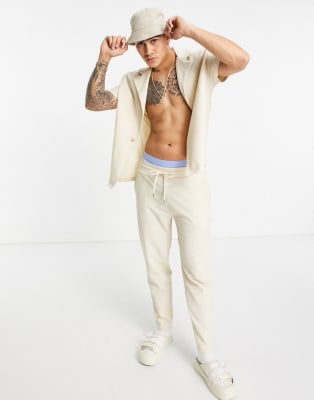 ASOS DESIGN co-ord set in cream waffle