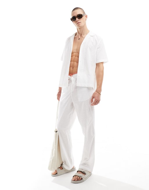 ASOS DESIGN - Co-ord set met broderie in wit