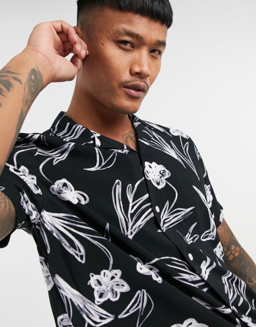 ASOS DESIGN - Co-ord set met zwart-witte bloemen