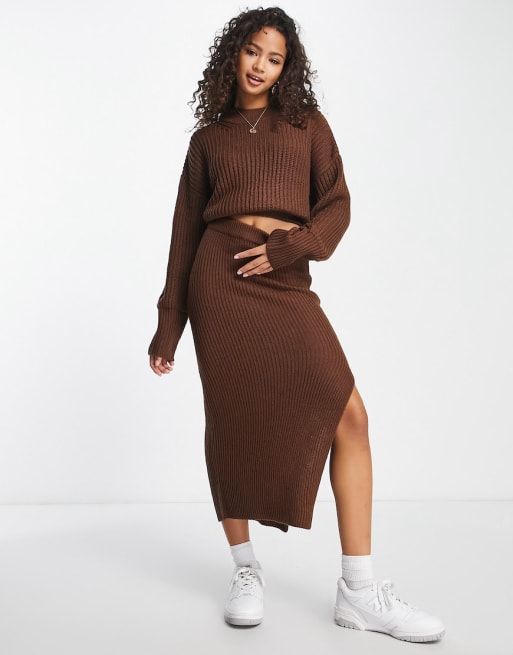 ASOS DESIGN Co ord set van trui en rok met gestrikte achterkant