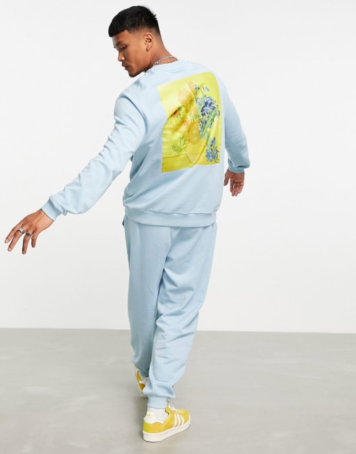 ASOS DESIGN co-ord sweatshirt with Van Gogh print in blue