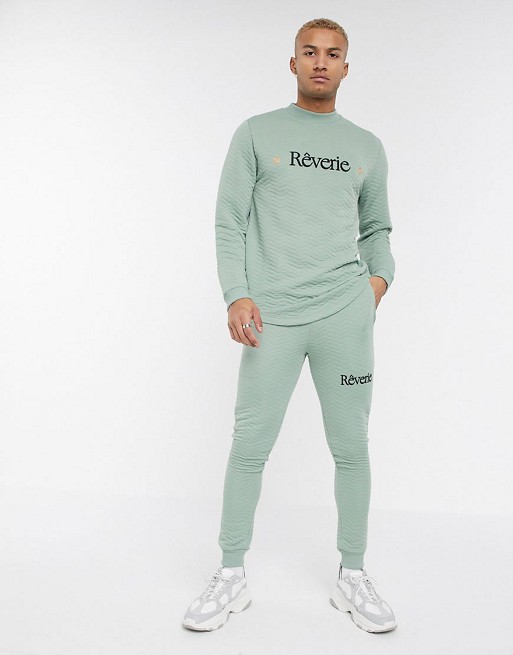 ASOS DESIGN co-ord textured with revere text embroidery