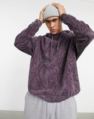 ASOS DESIGN co-ord tracksuit in purple crinkle wash