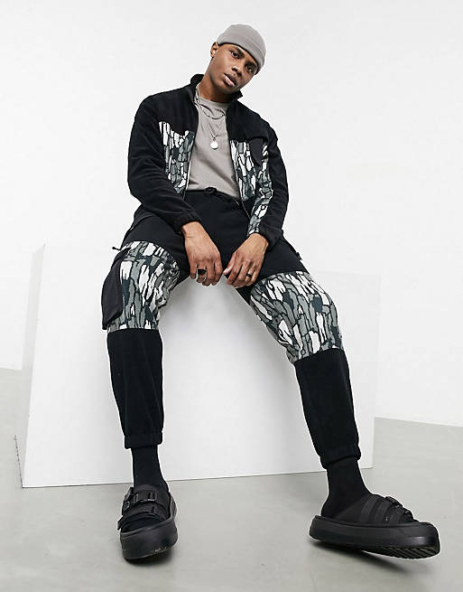 ASOS DESIGN co-ord tracksuit with abstract camo panels