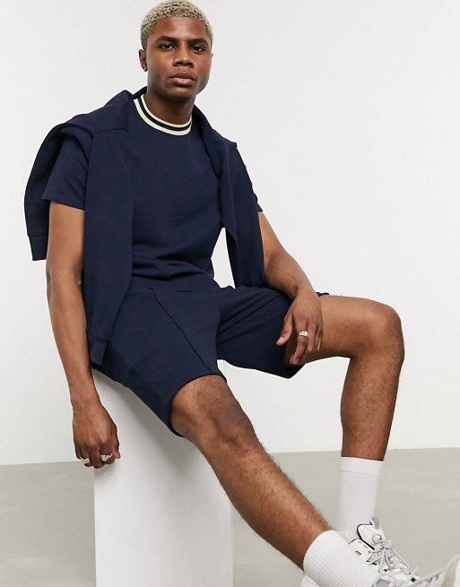 ASOS DESIGN co-ord with contrast tipping in navy