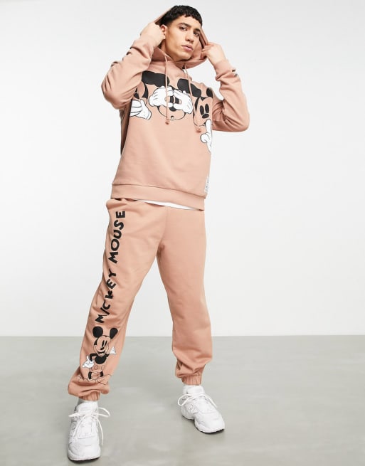 ASOS DESIGN co-ord jogger with Disney Mickey Mouse print in brown