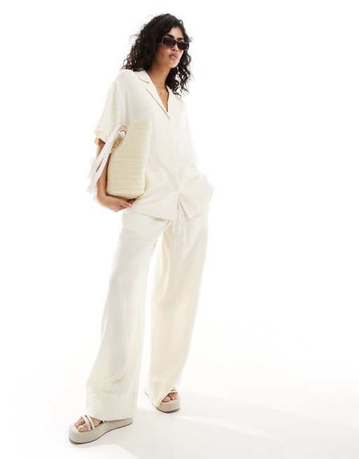 ASOS DESIGN - Completo in mussola écru