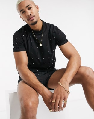 ASOS DESIGN coordinato con decorazione di gemme nero