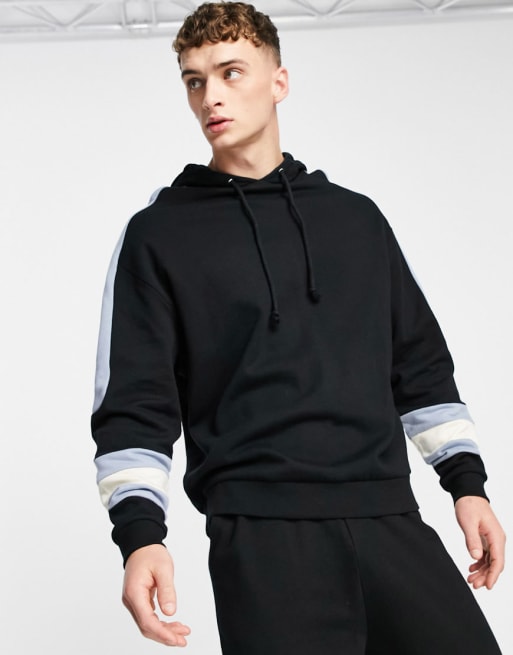 ASOS DESIGN - Coordinato con felpa con cappuccio e joggers oversize con pannelli color block