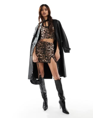 Cintura da donna con stampa leopardata Cintura in pelle PU per jeans