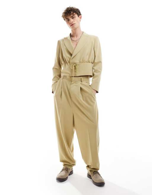 ASOS DESIGN - Coordinato elegante color pietra taglio corto