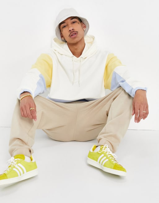 ASOS DESIGN - Coordinato oversize in pile azzurro color block