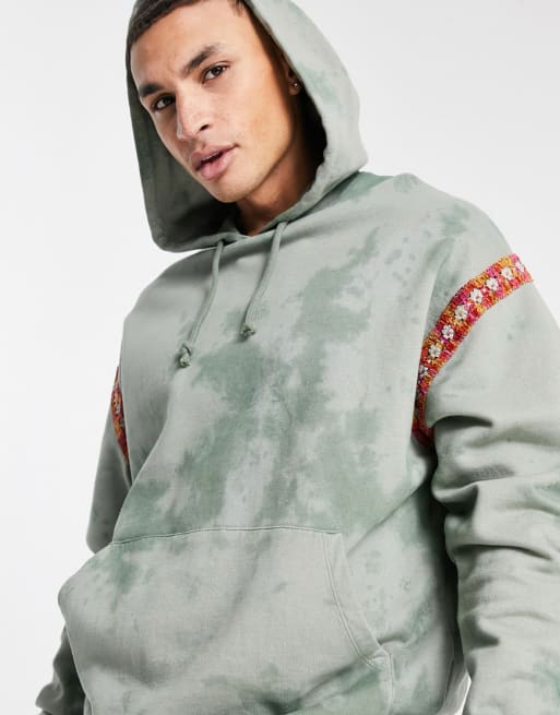 ASOS DESIGN - Coordinato oversize verde tie-dye con dettaglio all'uncinetto