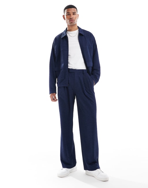 ASOS DESIGN - Coordinato trucker oversize color navy testurizzato