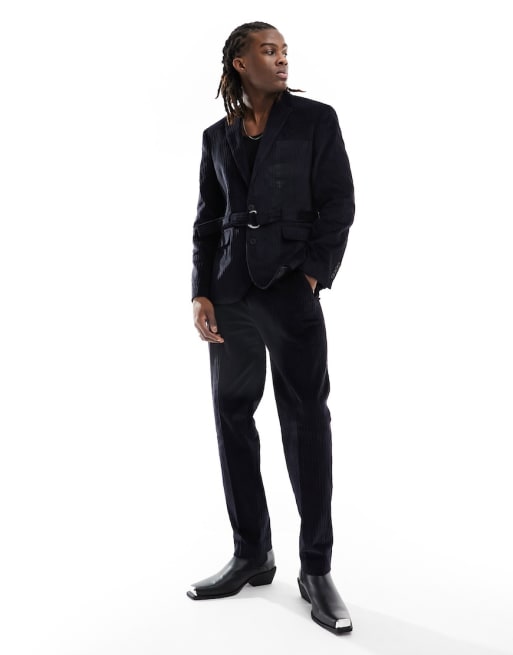 ASOS DESIGN - Costume ajusté en velours côtelé - Noir
