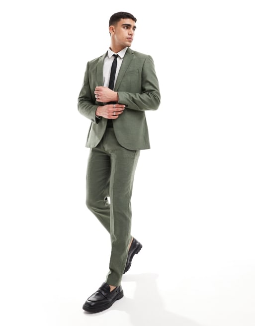 ASOS DESIGN - Costume ajusté texturé - Vert forêt Oxford