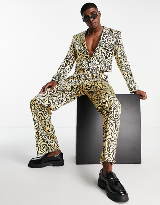 ASOS DESIGN - Costume large à imprimé tourbillons - Noir et orange