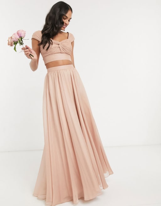 Long skirt dress with crop cheap top