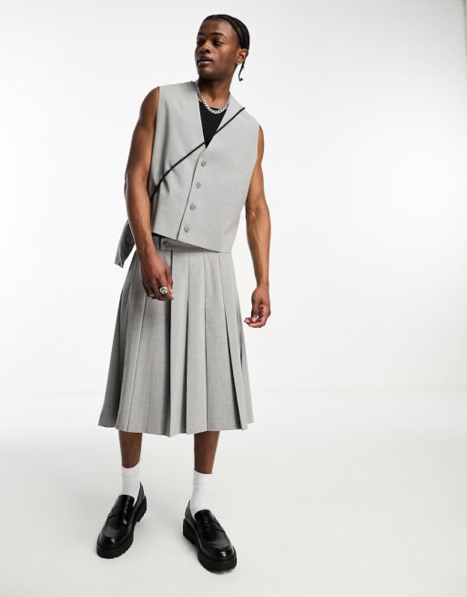 ASOS DESIGN - Cropped habitsæt i grå med firkantet pasform