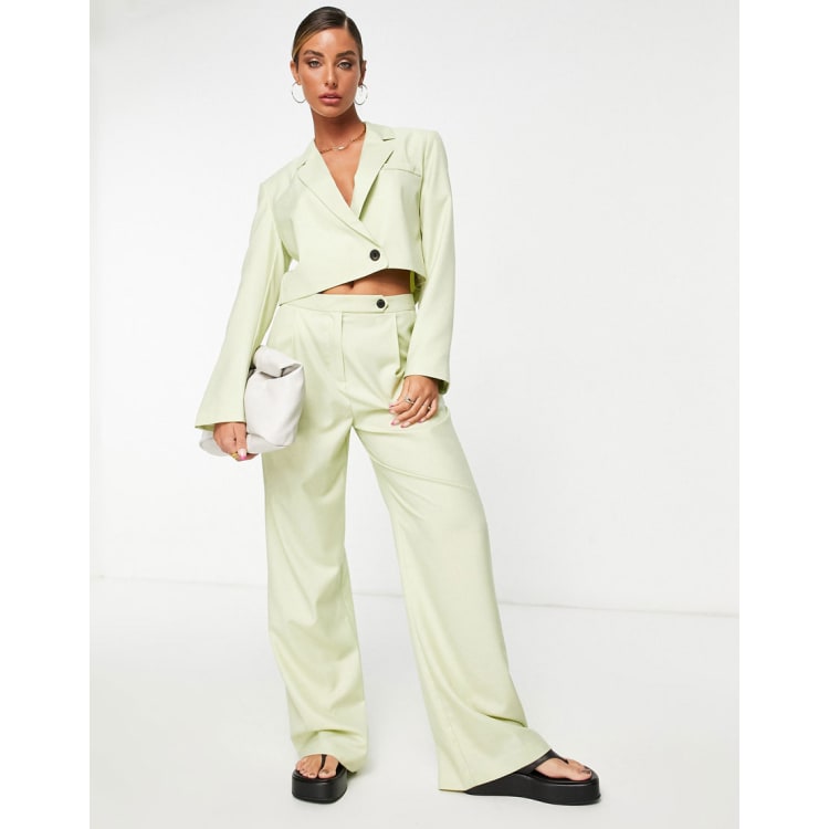 ASOS DESIGN cropped suit in washed lime | ASOS