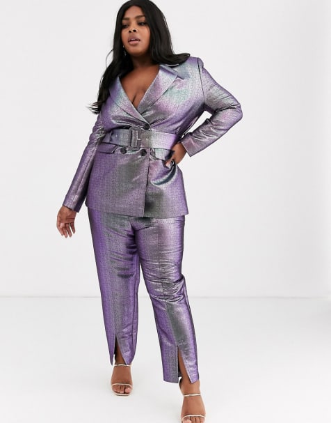ASOS DESIGN Curve – Anzug in geöltem Metallic-Design
