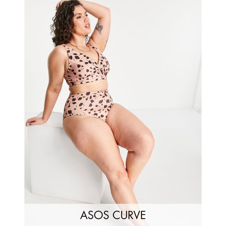 ASOS DESIGN curve bikini in natural splodge print ASOS