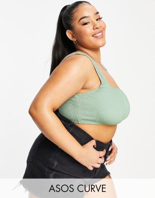 ASOS DESIGN Curve Gekrauselter Bikini in Khaki ASOS