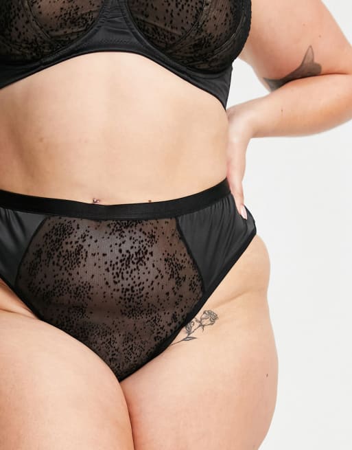 ASOS DESIGN Curve Jade fine velvet flock spot set in black
