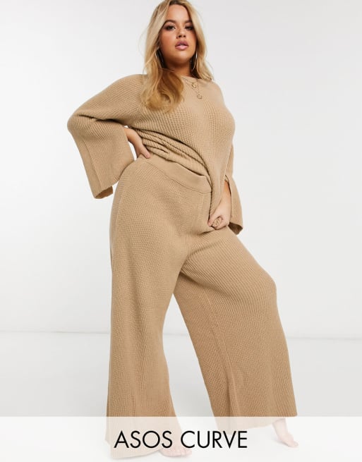 ASOS DESIGN Curve lounge premium knitted sweater and pants set | ASOS
