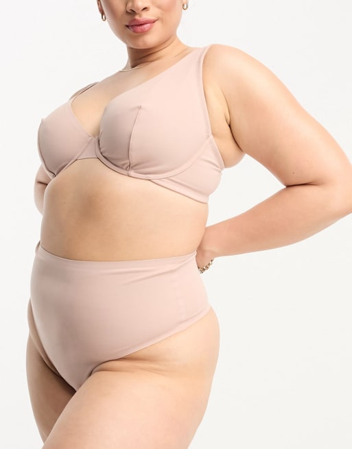 ASOS DESIGN Curve - Marina - Completo effetto levigante color visone