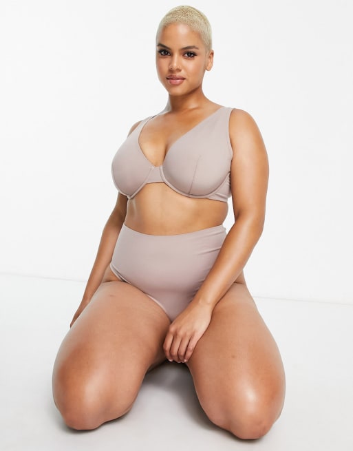 ASOS DESIGN Curve Marina polyamide blend smoothing set in mink