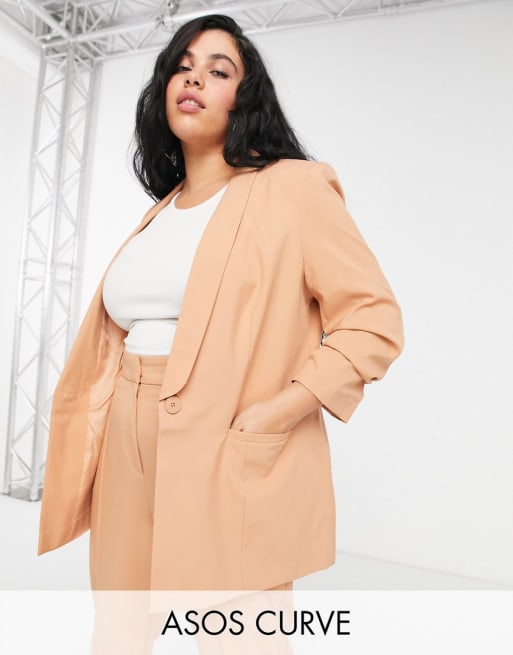 ASOS DESIGN Curve mix & match tailored suit blazer in blush