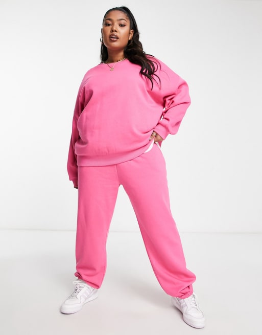 Plus size pink on sale sweatsuit